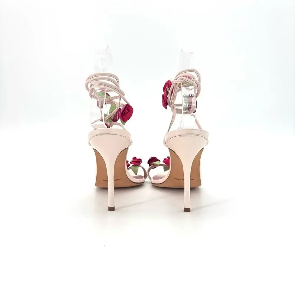 Manolo Blahnik Spring 2016 Xafiore Rose Ankle Strap Sandals 37 - Picture 8 of 14